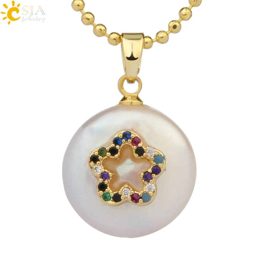 Necklace-H Csja кулон из пресноводного жемчуга, крошечное ожерелье из бисера, сердце из фианита подвески в форме цветов для детей, милое колье для девочек, модные украшения, G213 - Окраска металла: Necklace-H