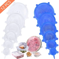 12pcs silicone stretch lids reusable airtight food wrap covers keeping fresh seal bowl stretchy wrap cover kitchen cookware