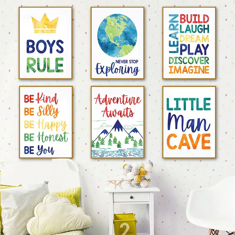 

Baby Room Decoration Picture Print Boy Bedroom Decoration Poster Nursery Wall Art Baby Boy Bedroom Deco Canvas Painting for Room