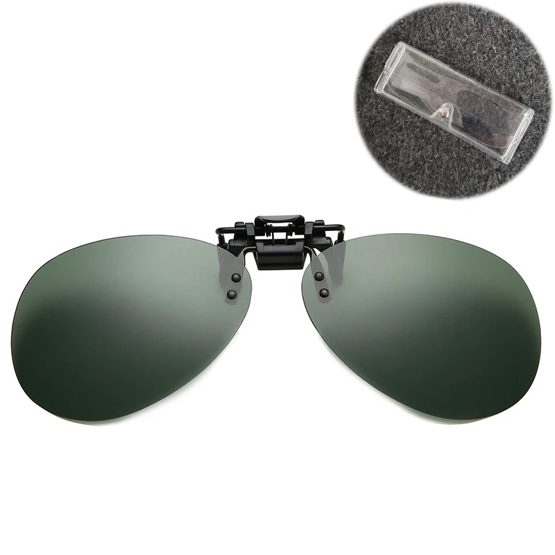 C2 green HBK, поляризационные, подходят для пилотов, солнцезащитные очки с коробкой, на застежке, для вождения, солнцезащитные очки, флип-ап, очки, защита для глаз, HD Vision, UV400 - Цвет линз: C2 green