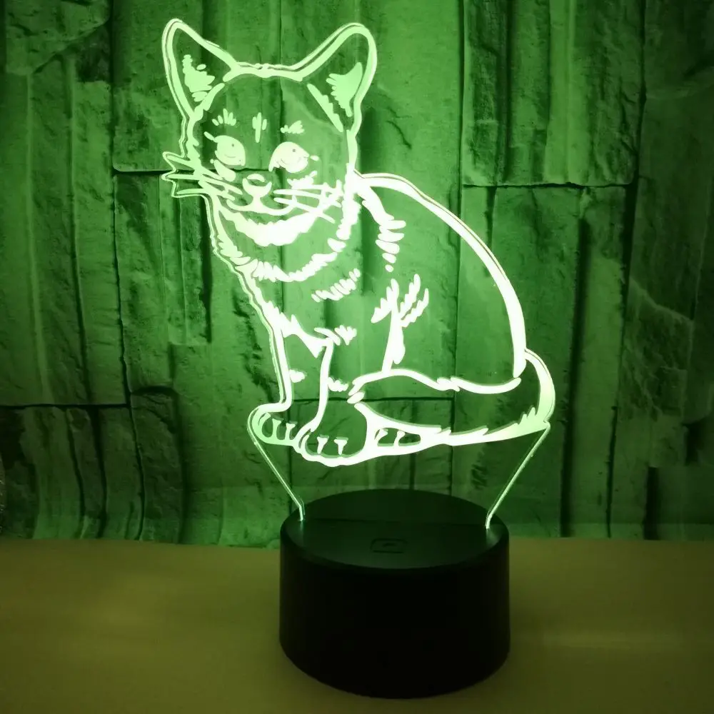 Креативные 3d светодиодный ночные светильники с красочными рисунок котом usb