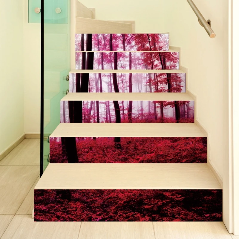 

6Pcs Forest Waterproof Tile Floor Stair Stickers Kitchen Decoration Mural Decals E8BD