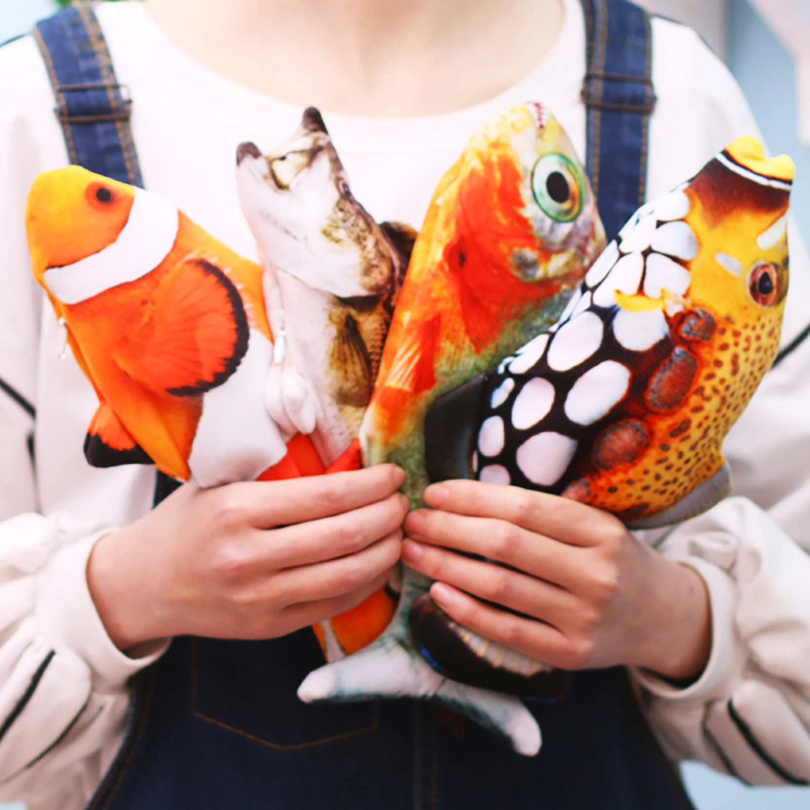 

Kitten Simulation Fish Toy with Fishing Rod Set USB Charging Fish Catnip Plush Toys Interactive Kittens Toy Pet Accessories