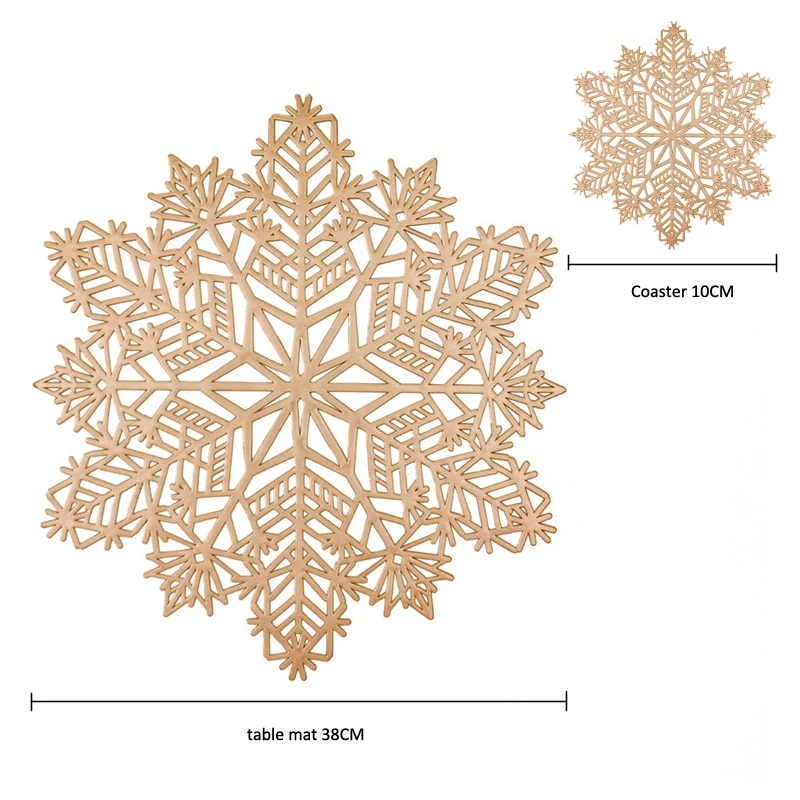 

PVC Placemat Christmas Decor Hollow Insulation Coaster Pad Snowflake Table Mat Navidad Xmas Kitchen Dining Table Accessories