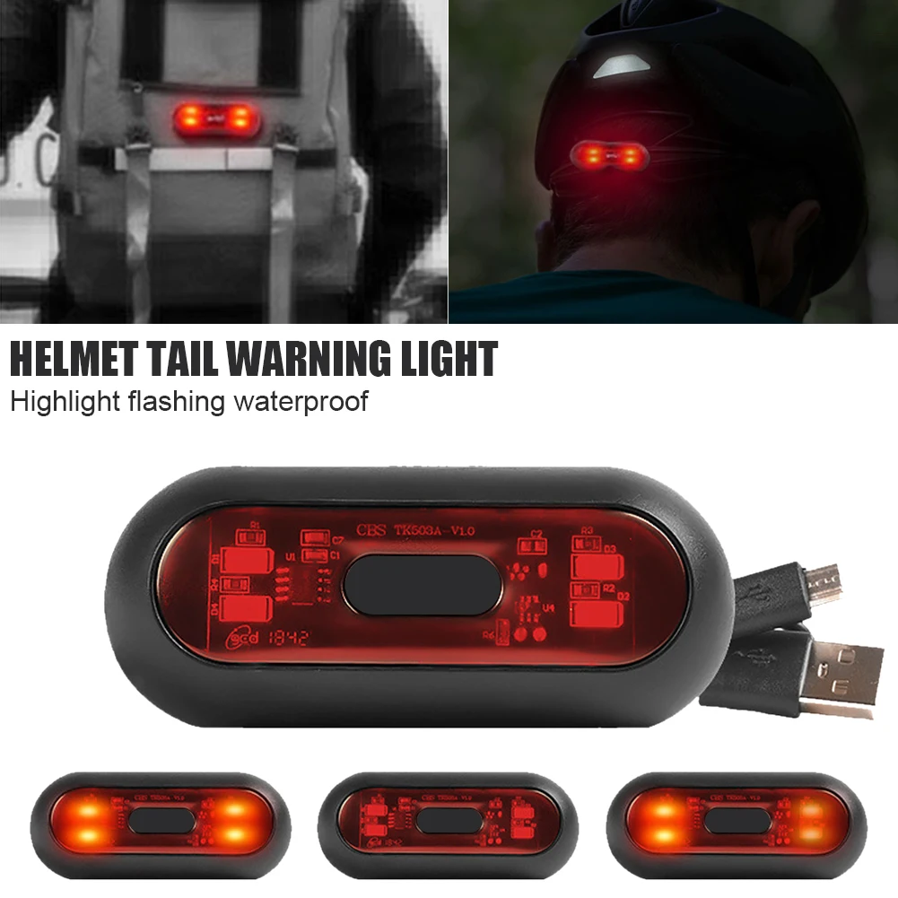 

Motorcycle Helmet Taillight USB Rechargeable 3 Mode Bicycle Helmet Taillamp Safety Signal Warning Lamp IPX6 Waterproof Rear Lamp
