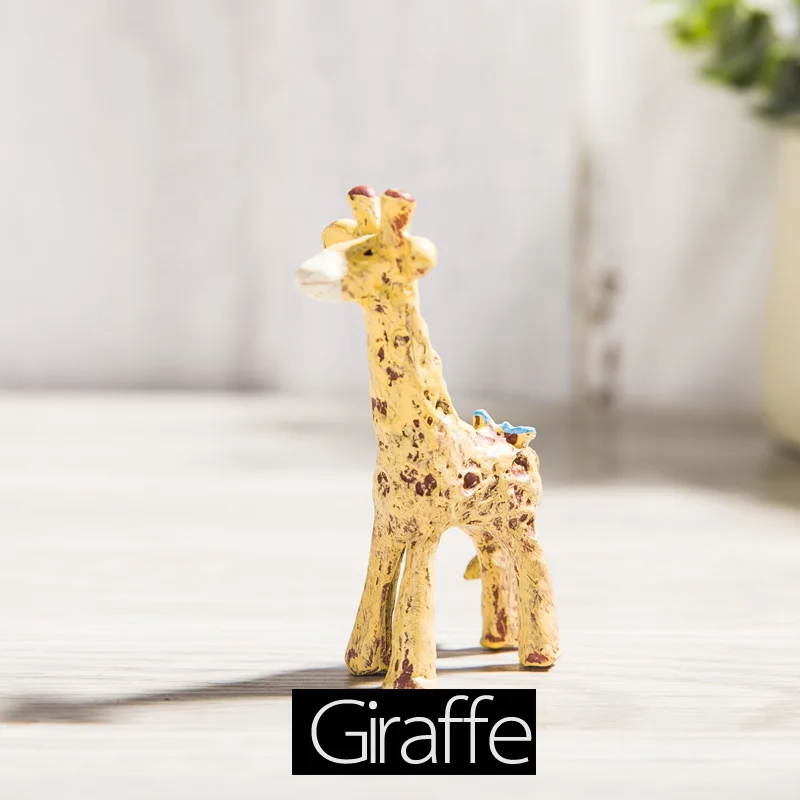 4.Giraffe Милые миниатюрные животные садовые полимерные животный мир, растение горшок украшения популярные вечерние украшения для дома аксессуары фигурки домашний декор - Цвет: 4.Giraffe