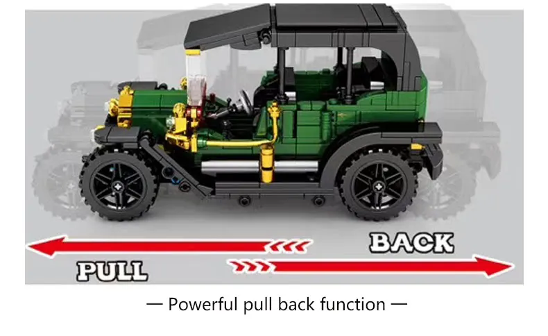 

8201 Retro Classic Car City Pull Back Building Block Model Set MOC High-Tech Roadster Kids Toys Bricks Boy Gift Holiday Birthday