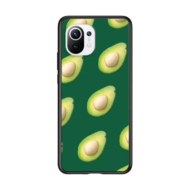 

Cute Cartoon Avocado for Xiaomi Mi 11 10T Note 10 Ultra 5G 9 9T SE 8 A3 A2 A1 6X Pro Play F1 Lite 5G Black Phone Case