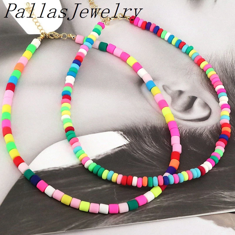

5Pcs New Style Summer Choker Necklace Colore Rainbow Beads Necklace Bohemia Jewelry for Women