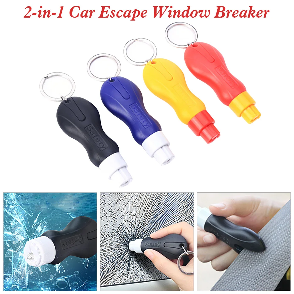 

Portable Safety Hammer 2-in-1 Car Escape Window Breaker Hammer Seatbelt Cutter With Key Ring Car Accessories For Dropshipping