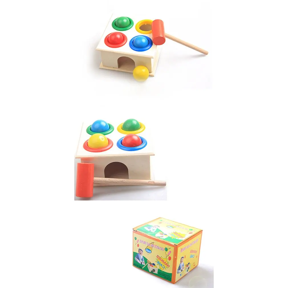 

Baby Beat Toys Colorful Wooden Hammering Ball+Wooden Hammer Box Children Kids Non-toxic Early Educational Toy Hot!