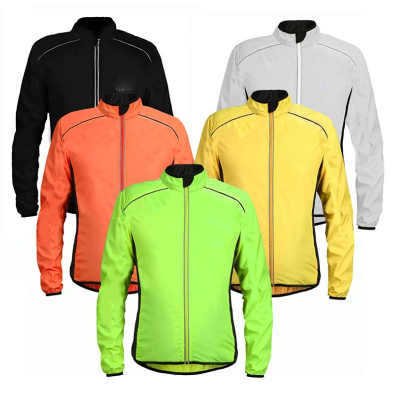 

Man Cycling Team Jersey Windbreaker Reflective Strip Windproof Rainproof Autumn Spring Long Sleeve Breathable Anti-Shrink Female
