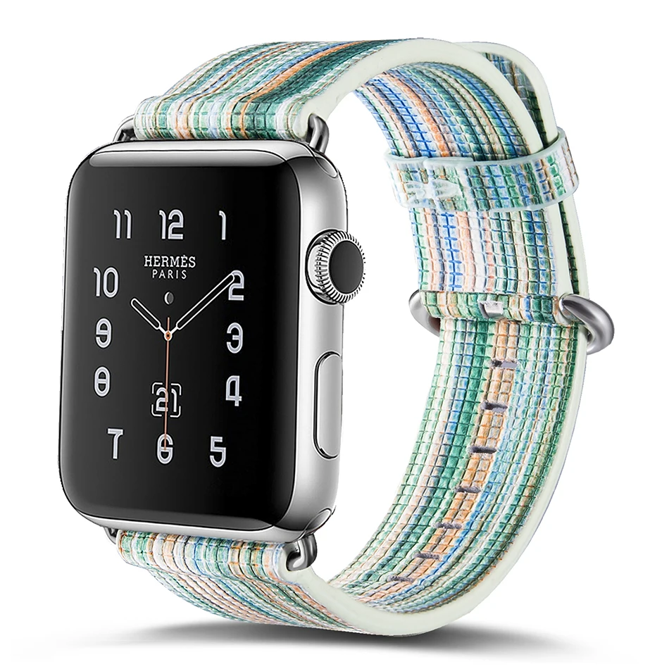 National style/окрашенный кожаный ремешок для наручных часов Apple Watch 44 мм 40 мм длина браслета с цветным рисунком наручные часы-браслет для наручных часов iwatch, 5 4 42 38 мм