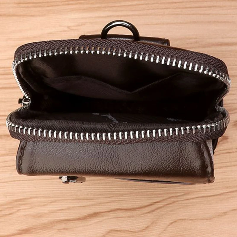 

High Quality Genuine Leather Men Hip Bum Belt Purse Fanny Pack Pouch Mini Cell Mobile Phone Pocket Cigarette Case Hook Waist Bag