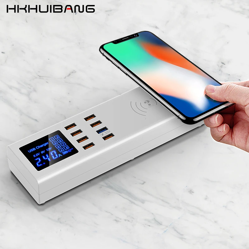 

10W Fast Charging Wireless Charger Quick Charger 3.0 USB Charger For Samsung S10 iPhone 12 iPad Phone Tablet Charger EU US UK AU