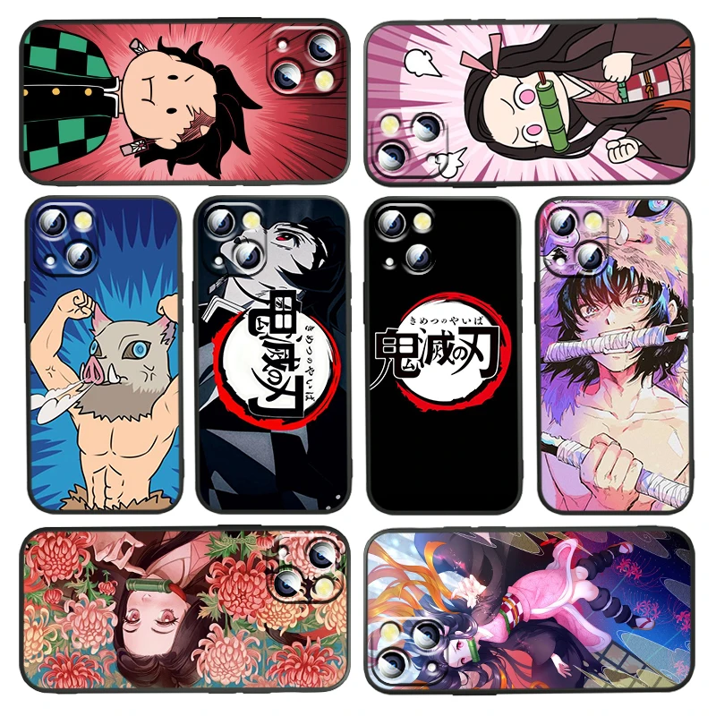 

Anime Demon Slayer Phone Case For Apple iPhone 13 12 11 SE XS XR X 7 8 6 5 S mini Plus Pro MAX 2020 Black Soft TPU Cover