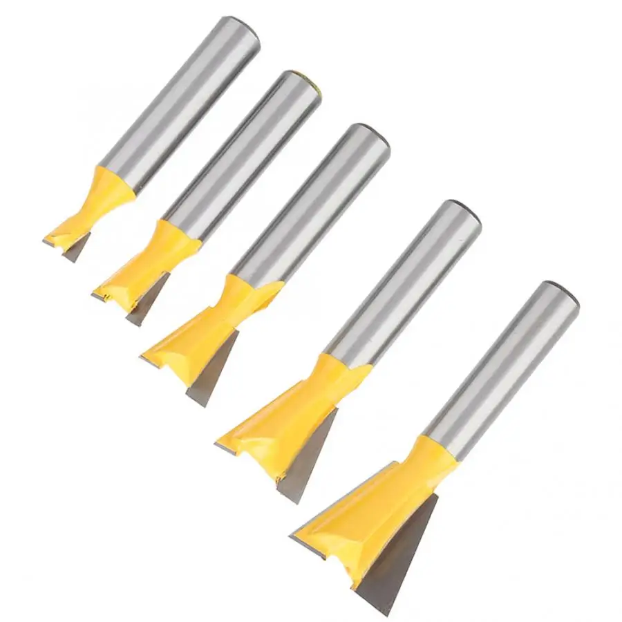 5 Pcs Woodworking Dovetail Router Bit End Milling Cutter for Wood Process Machine Tools | Инструменты
