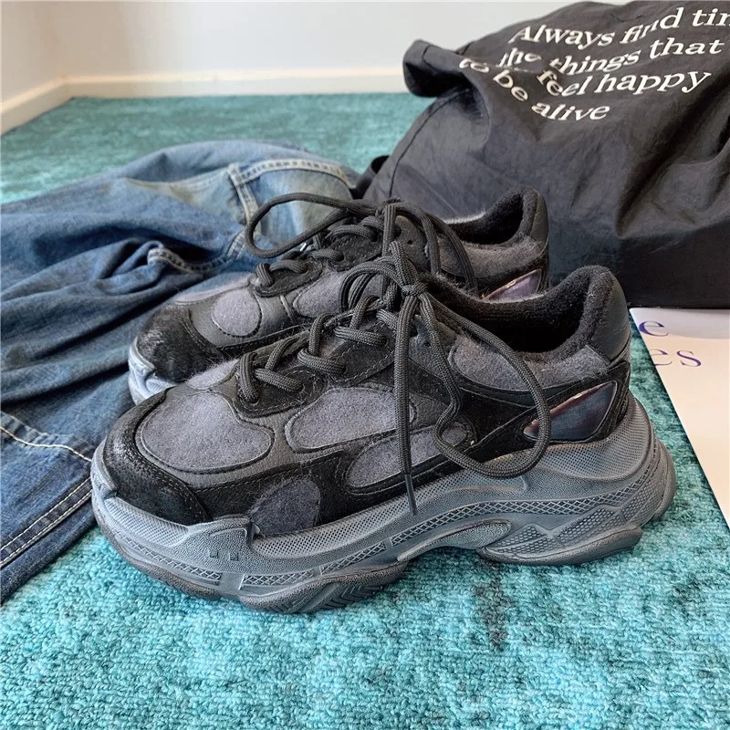 Женские кроссовки на платформе винтажные шнуровке уличная спортивная обувь