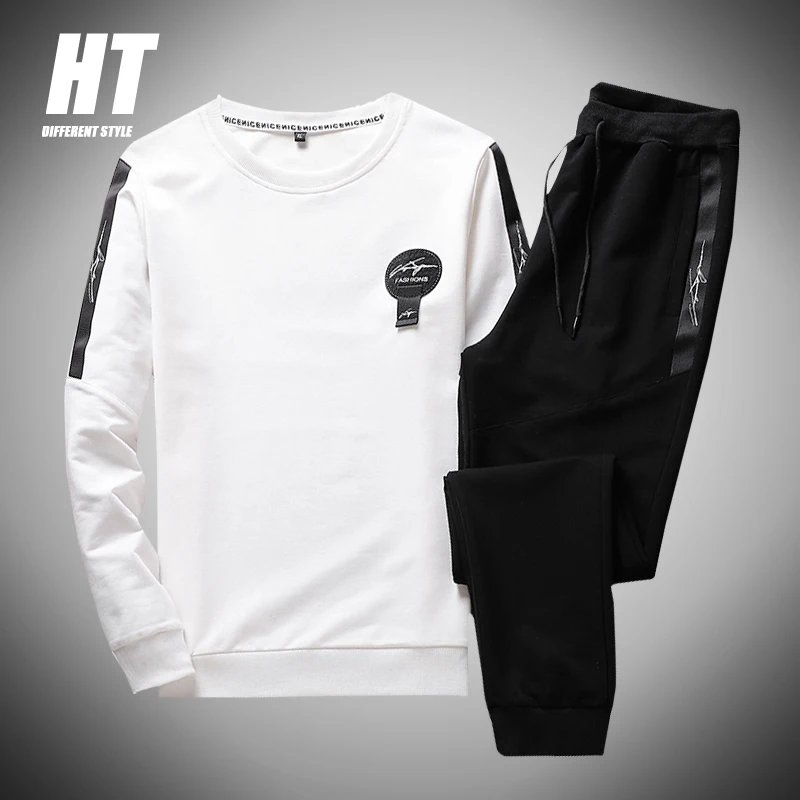 

Sportswear Sets Men Autumn New Mens Tracksuits Casual Round Neck Sweatshirt+Pants 2 Piece Hip Hop Male Gyms Jogging Sports Suits