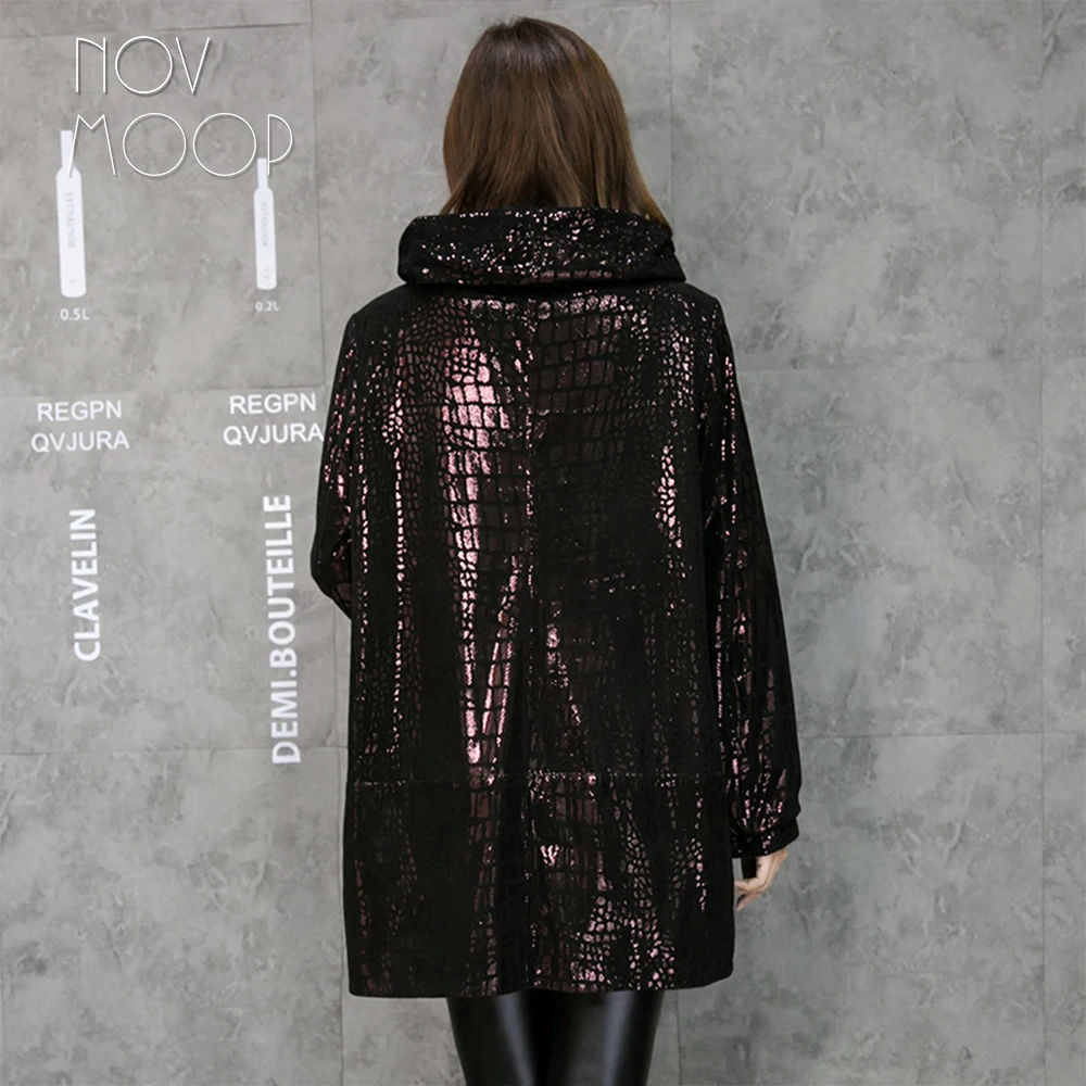 Novmoop женский тренчкот большого размера в английском стиле из натуральной овечьей