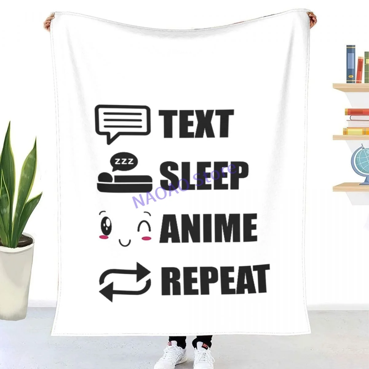 

Anime Funny Text Sleep Anime Repeat Throw Blanket Sheets on the bed Blankets on the sofa Decorative lattice bedspreads Happy