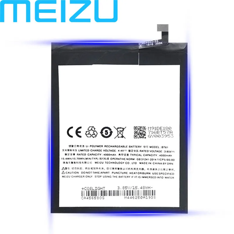 Аккумулятор Meizu BT61 Емкостью 4000 мА/ч для мобильного телефона Meizu M3 Note L681 L681H, новейшее производство, аккумулятор+ номер отслеживания