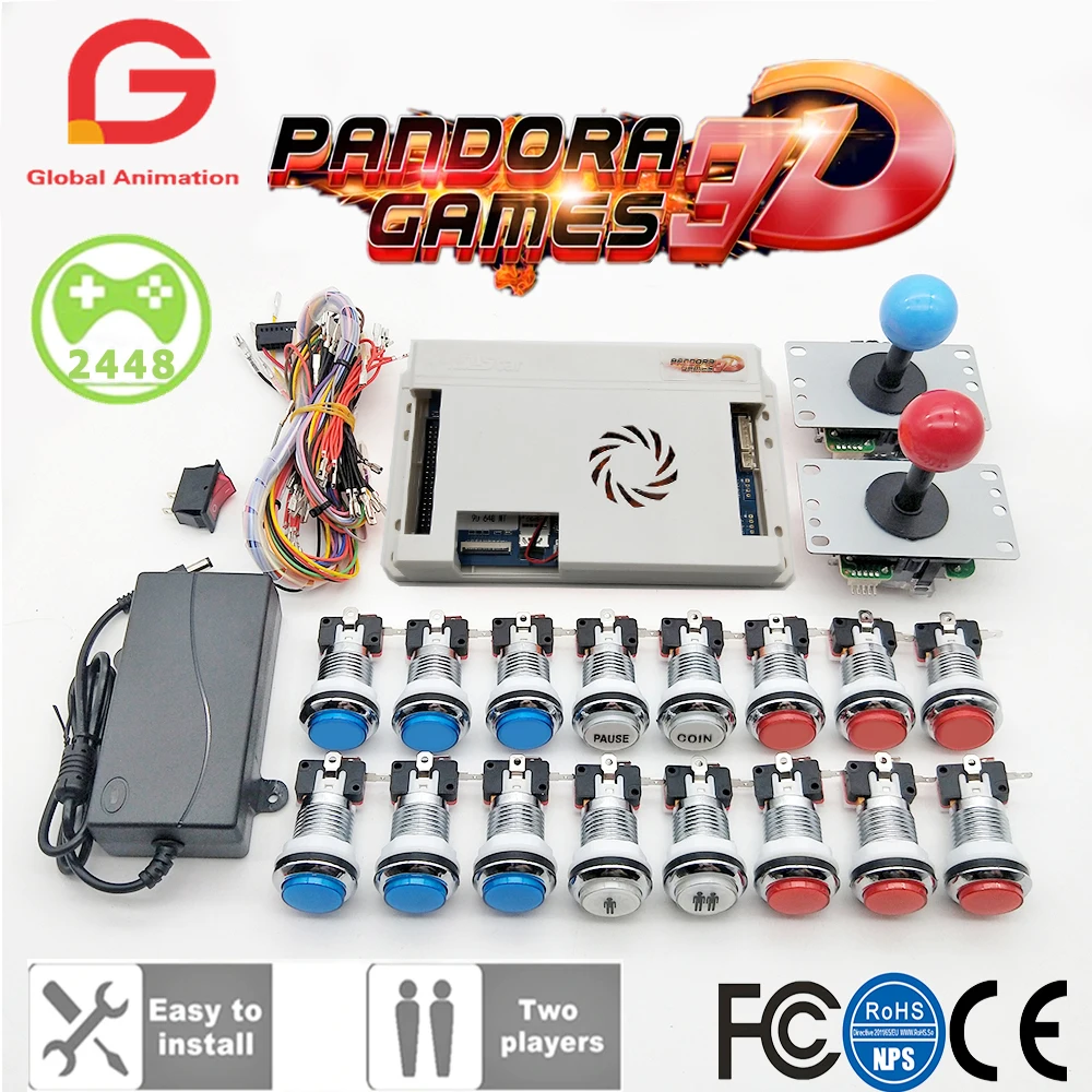 Pandora Game 3D Kit 2 игрока оригинал копия SANWA джойстик хром светодиодный кнопка для DIY