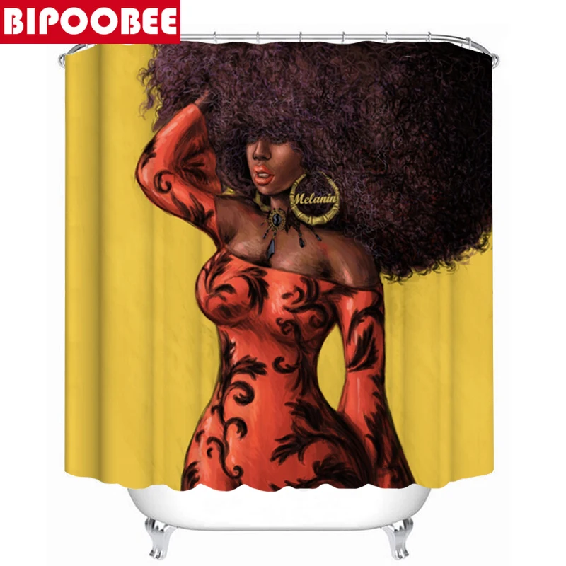 Ванный комплект леди сексуальная Ванная комната душа Шторы и ковер в африканском