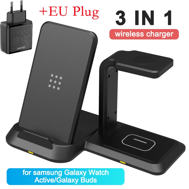 

10W 3 in 1 Wireless Chargers Fast Charger Dock Station For Samsung Note 20 10 9 8 S10 S9 S8 for Galaxy Watch Active/Galaxy Buds