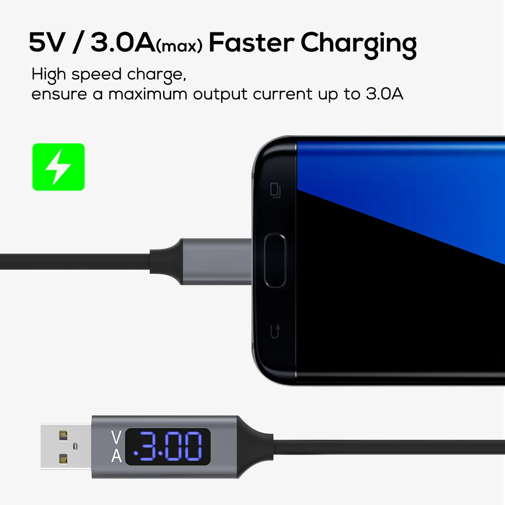 Кабель USB для быстрой зарядки usb type C кабель напряжение и ток дисплей зарядное устройство для зарядки данных Micro USB кабель мобильного телефона кабель USB