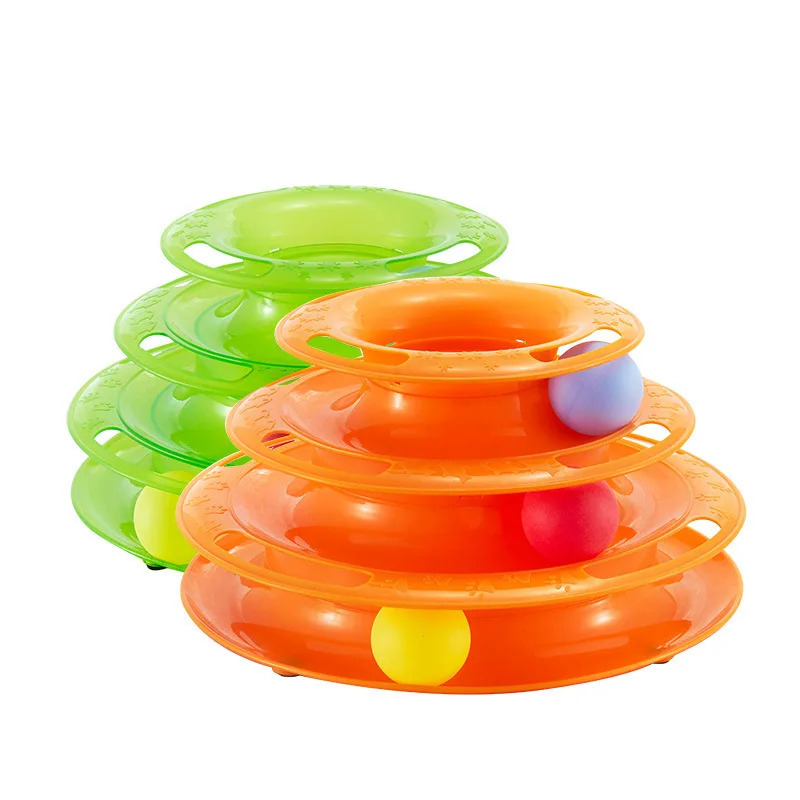 Funny Cat Toy Pet Intelligence Three-layer Ball Tower Triple Play Disc Three of Tracks Turntable Products | Дом и сад