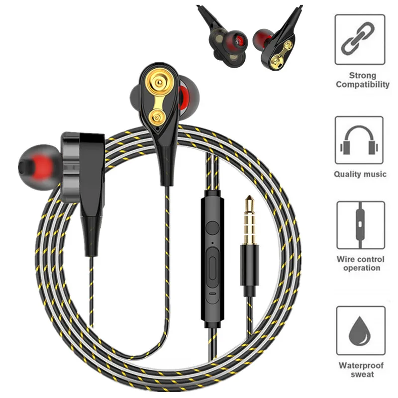 

Dual Drive Stereo earphone In-ear Headset Earbuds Bass Earphones For iPhone huawei Xiaomi 3.5mm earphones With Mic