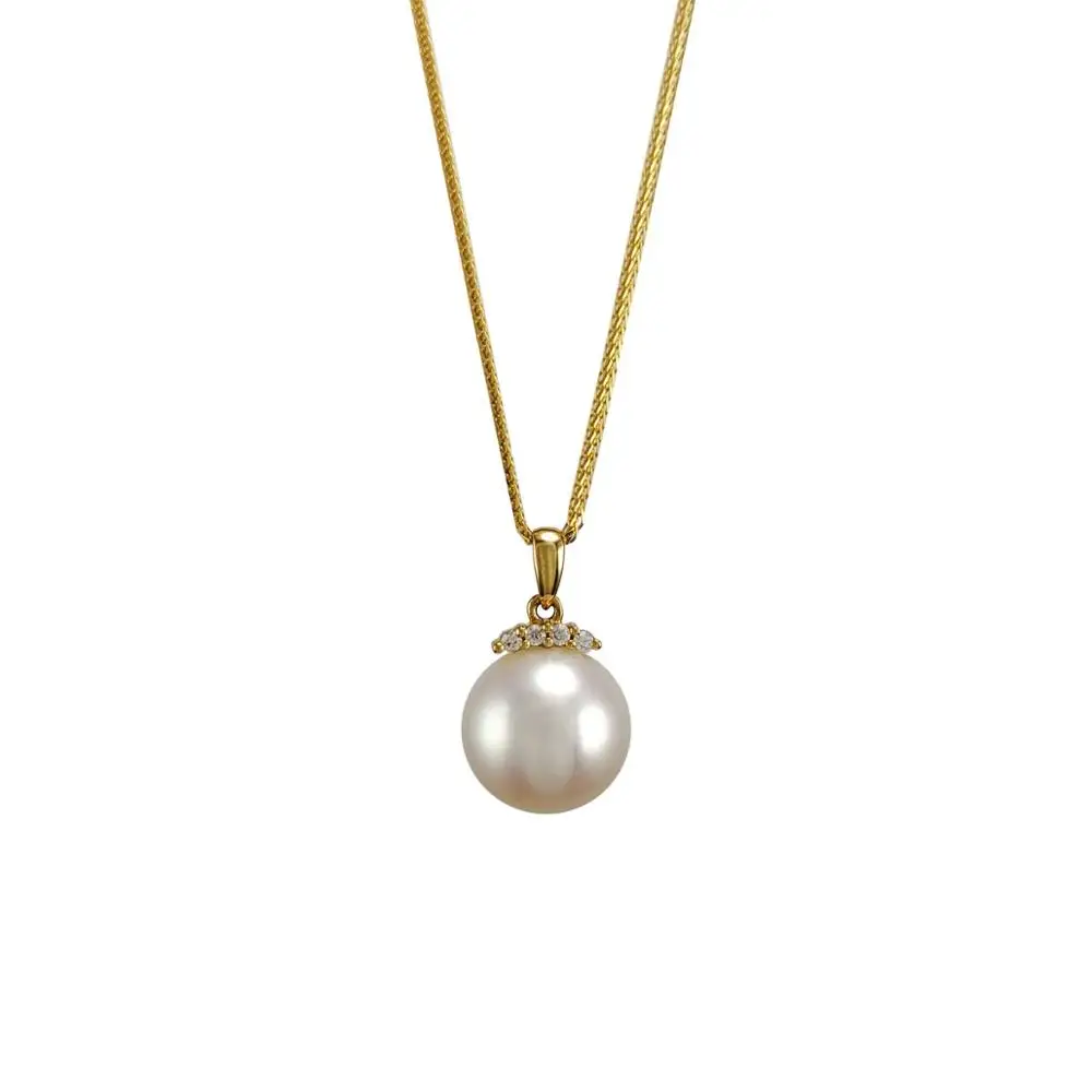 

Genuine pearl pendant for women real solid 18K AU750 gold natural freshwater pearl pendant