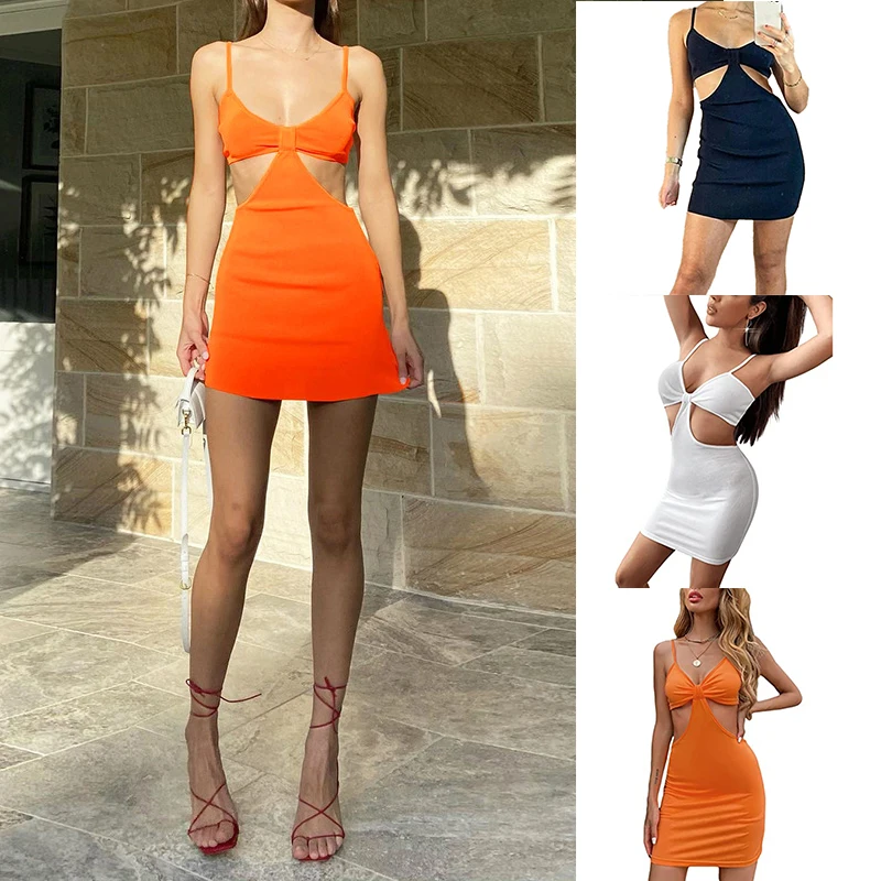 

Women's Cami Mini Dress One-piece Spaghetti Strap Sleeveless High Waist Skirt for Summer Travel XR-Hot