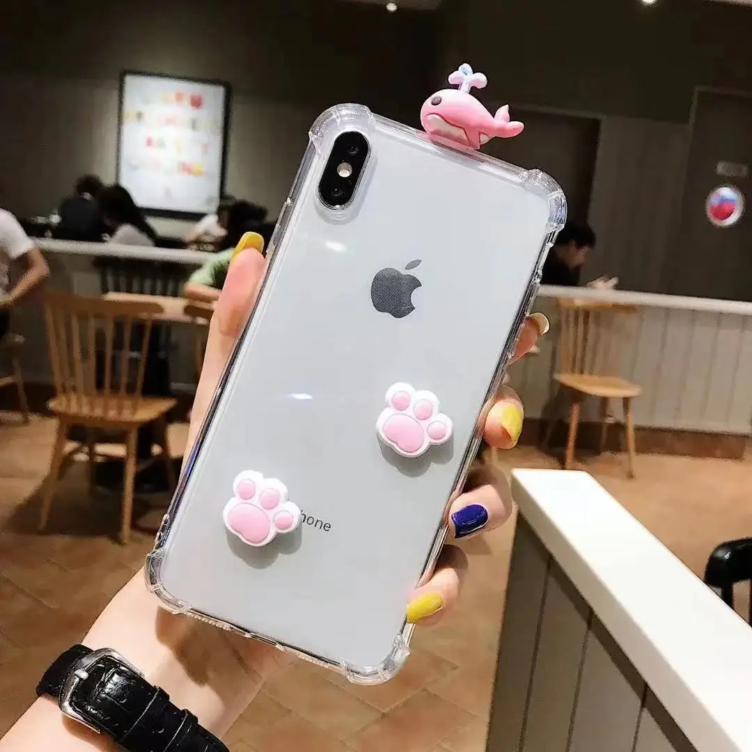 Прозрачный силиконовый чехол с 3D кошачьими ушками для iPhone 12 11 Pro XS Max Mini X XR 7 8 Plus SE 2020
