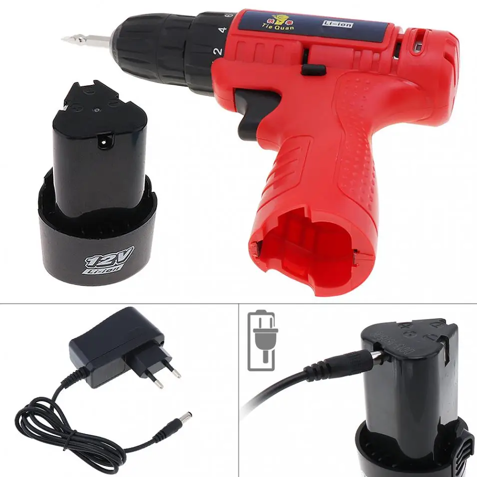 12V Cordless Electric Drill Screwdriver Power Tools with Rotation Adjustment Switch 18 Gear Torque for Handling Screws Punching |