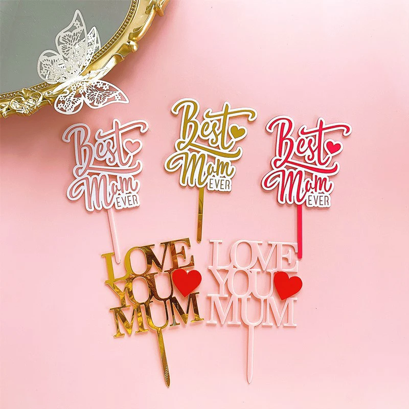 Акриловый Топпер для торта Best MOM на день рождения золотистый День Благодарения