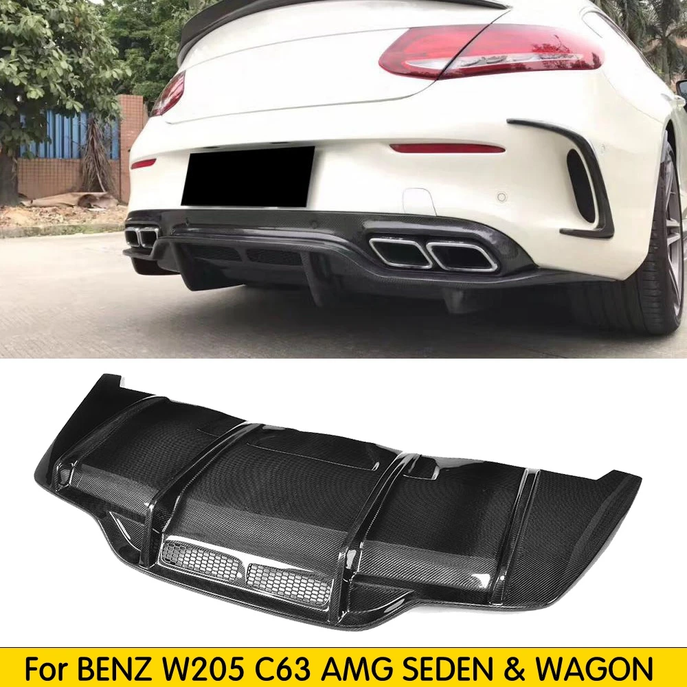 C Class W205 C63 углеродного волокна автомобильный диффузор губа на задний бампер для
