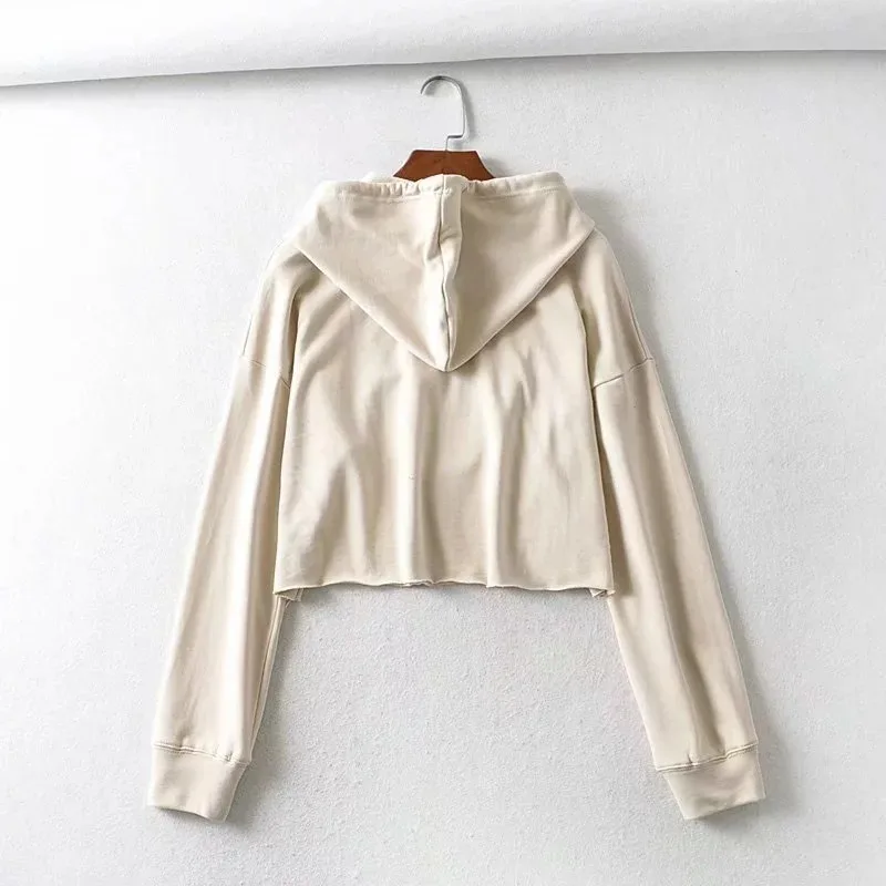 

Fashion Women Crop Top Hoodies Hooded Sweatshirts Spring Long Sleeve Short Sportswear 2021 Female Pullovers Tops Women clothing