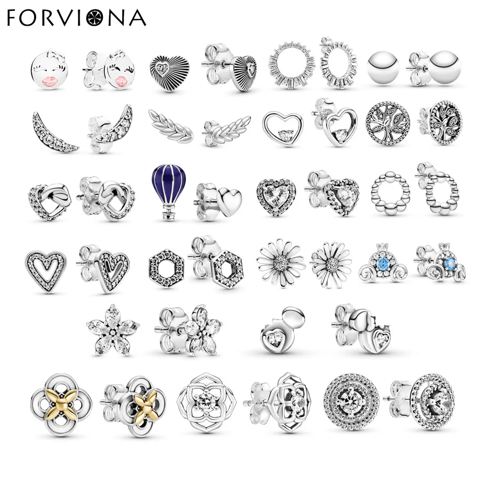 

Forviona Pumpkin Car Love Feather Flower Got Air Balloon BlingBling S925 Sterling Silver Exquisite Women's Earrings