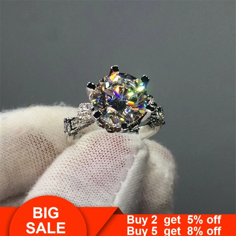 Мужское кольцо высокого качества 925 стерлингового серебра круглой огранки 3ct