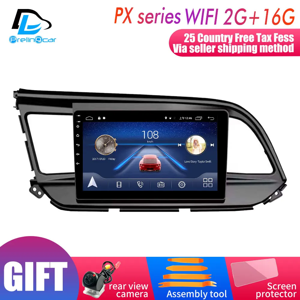 4G LTE Android 9,0 Автомобильный gps Мультимедиа Видео Радио плеер приборная панель для hyundai elantra лет навигации стерео - Цвет: PX player 2G16G
