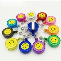 10pcs smile retactable clip pvc lanyard buttons for credentials strap badges id pass card holder stationery office supplies hang