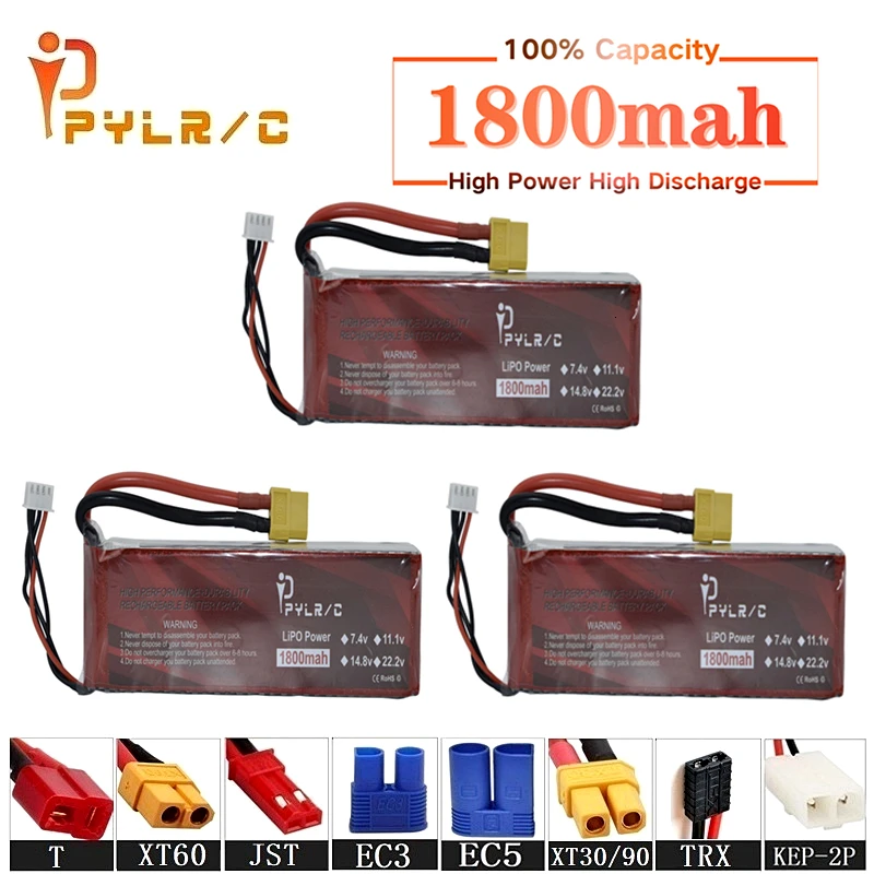 

High Rate 7.4v 1800mAh Lipo Battery For RC Helicopter Parts 2s Lithium battery 7.4v 35C RC Cars Airplanes Drones Battery T/XT60