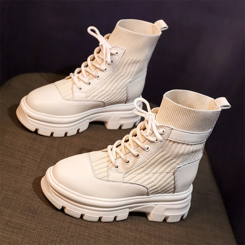 

Real Soft Leather Nude Boots Women's British Style Autumn And Winter 2020 New Casual Women's Shoes Short boots Women Fashion