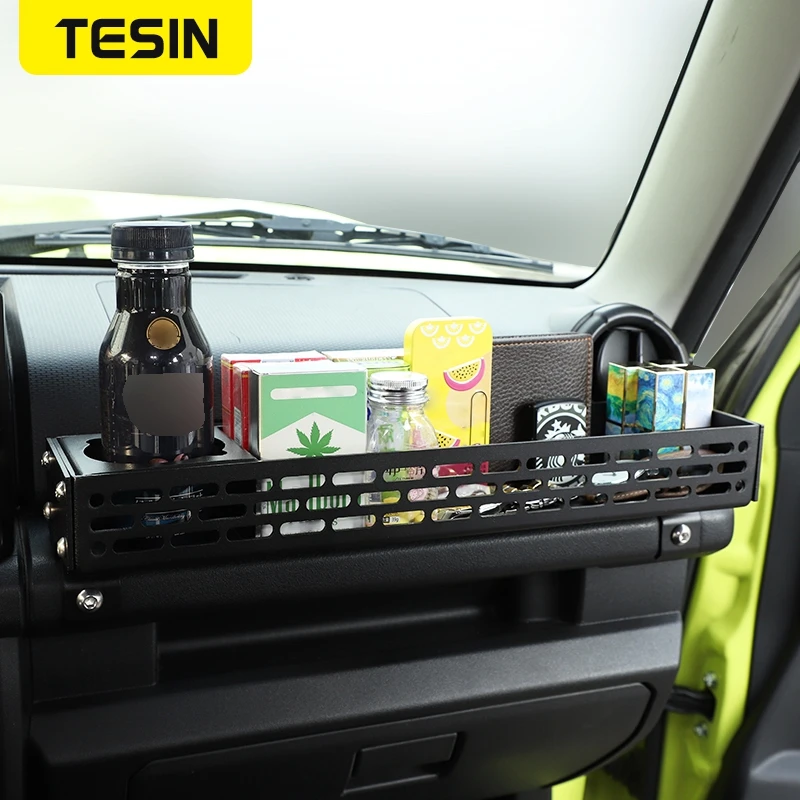 tesin aluminum alloy car co pilot handle storage box organizer with phone holder accessories fit for suzuki jimny 2019 2020 2021 free global shipping