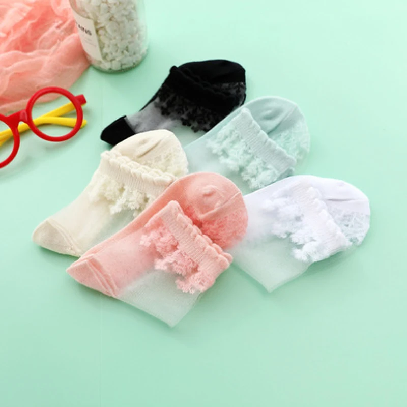 

5 Pairs Baby Socks Lace Princess Stockings No Show Ruffle Socks For Girls Summer Breathable Children Infant Water Aqua Socks