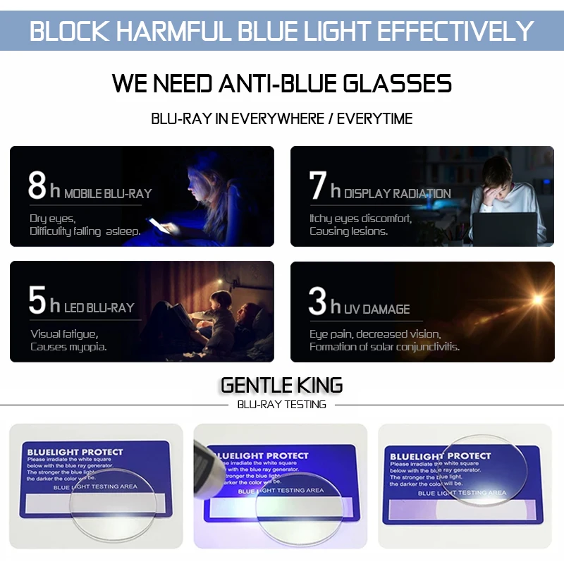 

GENTLE KING Protection UV400 Radiation Goggles Spectacles Computer Mobile Phone Glasses Men Women Blue Light Blocking Glasses