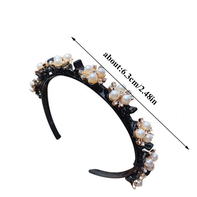 

New Elegant Unisex Pearl Rhinestone Double Bangs Hair Clips Braided Hairbands Hairstyle Casual Headband Fashion Hair Accessories