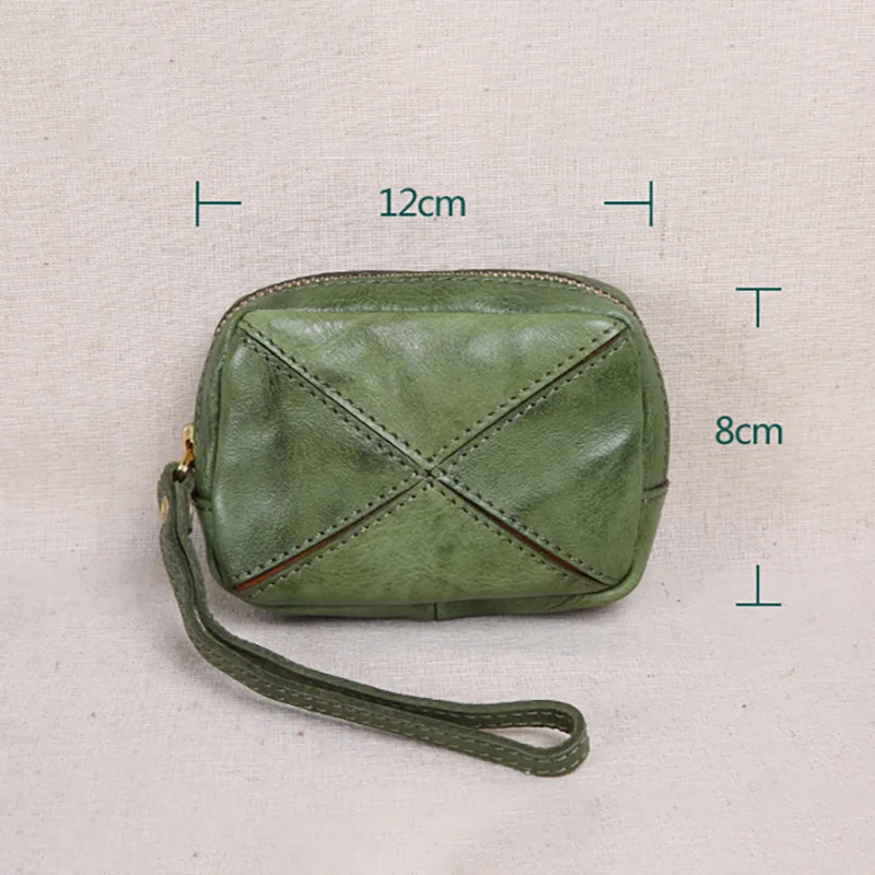 

Handmade leather zero wallet, female mini purse, cowhide simple key bag